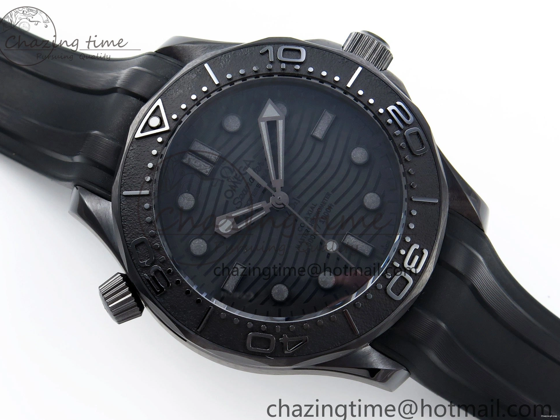 0405 Seamaster 300m 43.5mm Black Ceramic S+F 1:1 Best Edition Black Dial on Black Rubber Strap A WrinkleFree 7731